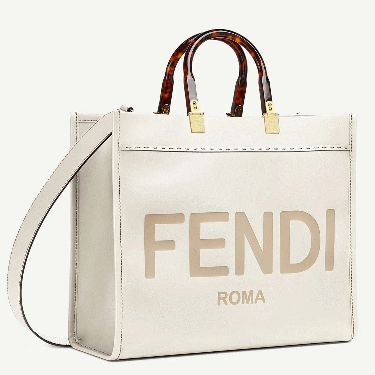 Top Quality Fake F**di Sunshine Medium Tote Bag In White Calfskin