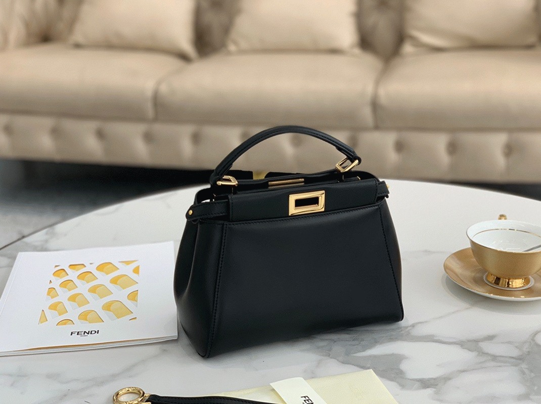 Top Quality Replica F**di Peekaboo Mini Bag In Black Nappa Leather