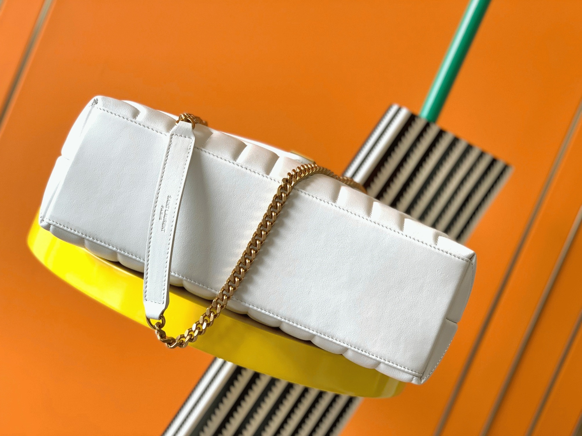 Fake Sa1nt Lau*nt LouLou Medium Chain Bag White