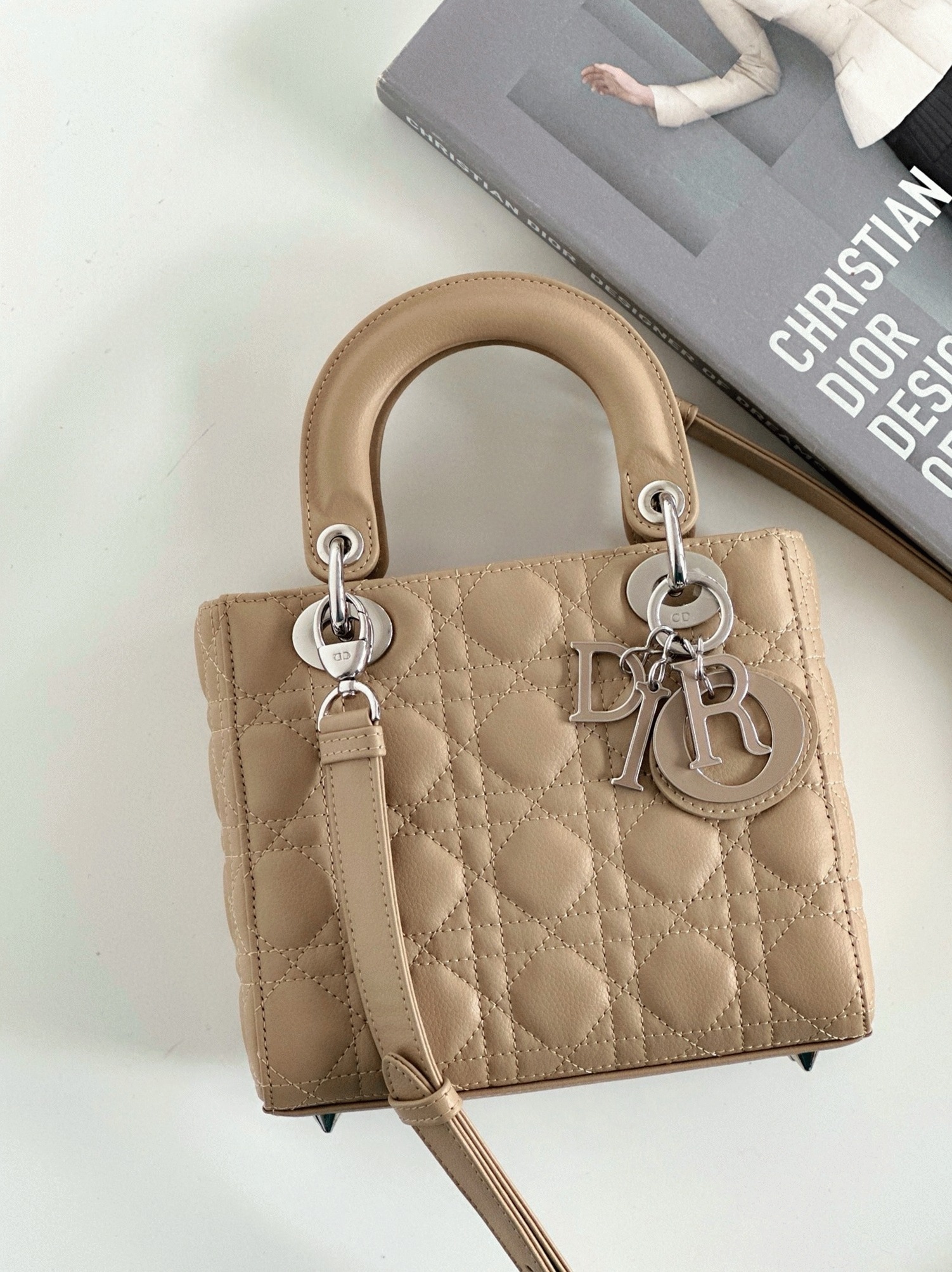D10r Small Lady D10r My ABCD10r Bag Replica in Beige Cannage