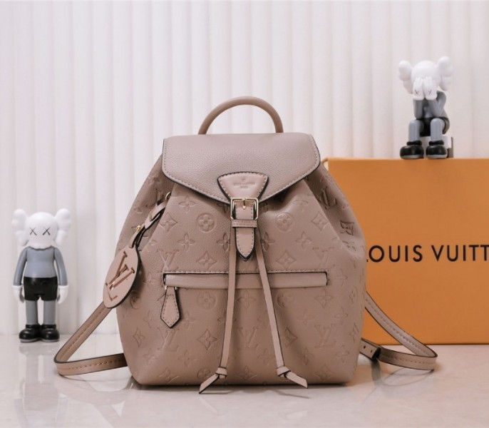 L0vis Vvtt0n Monogram Empreinte Leather Montsouris PM Backpack In Tourterelle Gray