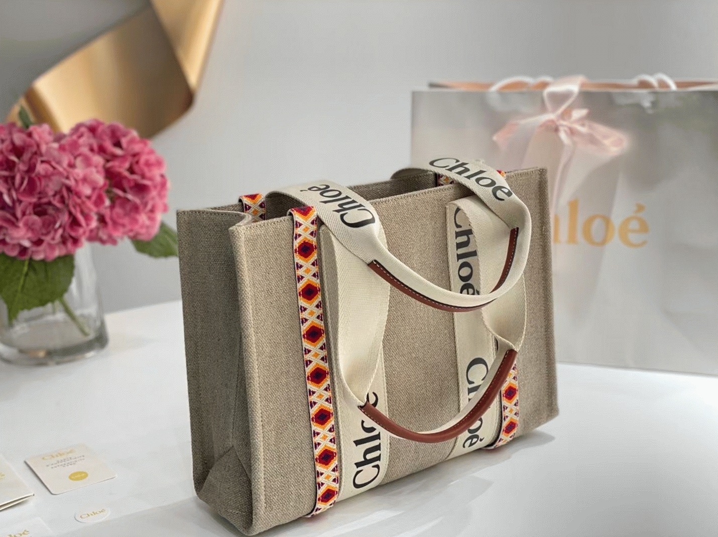 top quality replica Ch10e medium woody tote bag with hand-embroidered