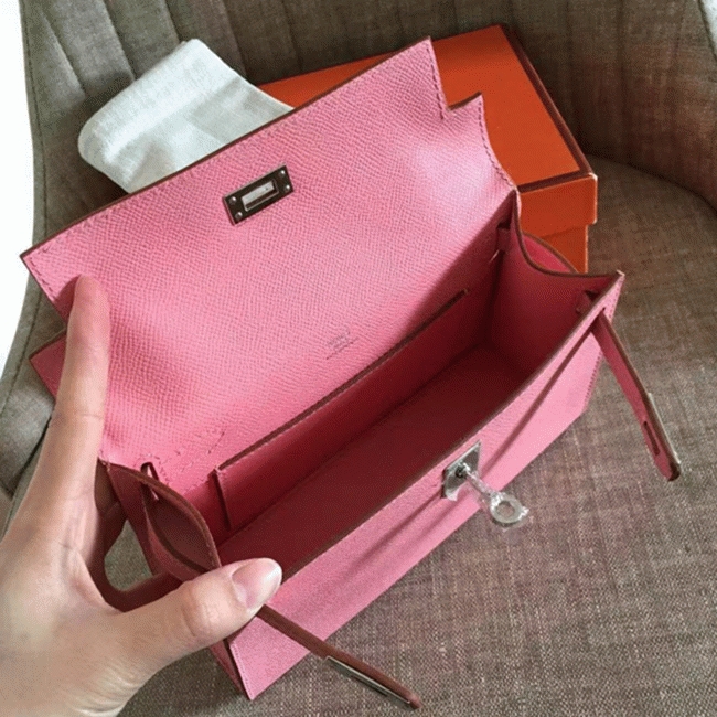 Pink Epsom Luxury Fake H**me5 Kelly Pochette Feminine Look Bag
