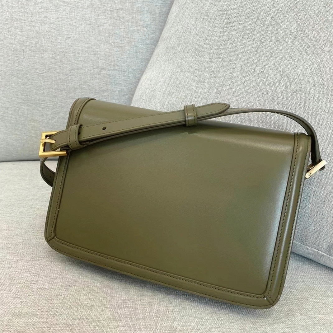 Fake Sa1nt Lau*nt Medium Solferino Bag Khaki Green Calfskin