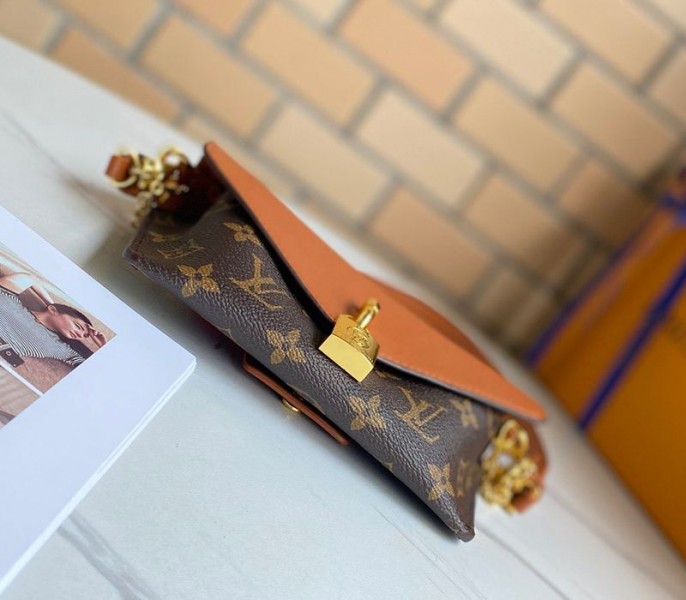 L0vis Vvtt0n Monogram Canvas Padlock On Strap Bag In Caramel