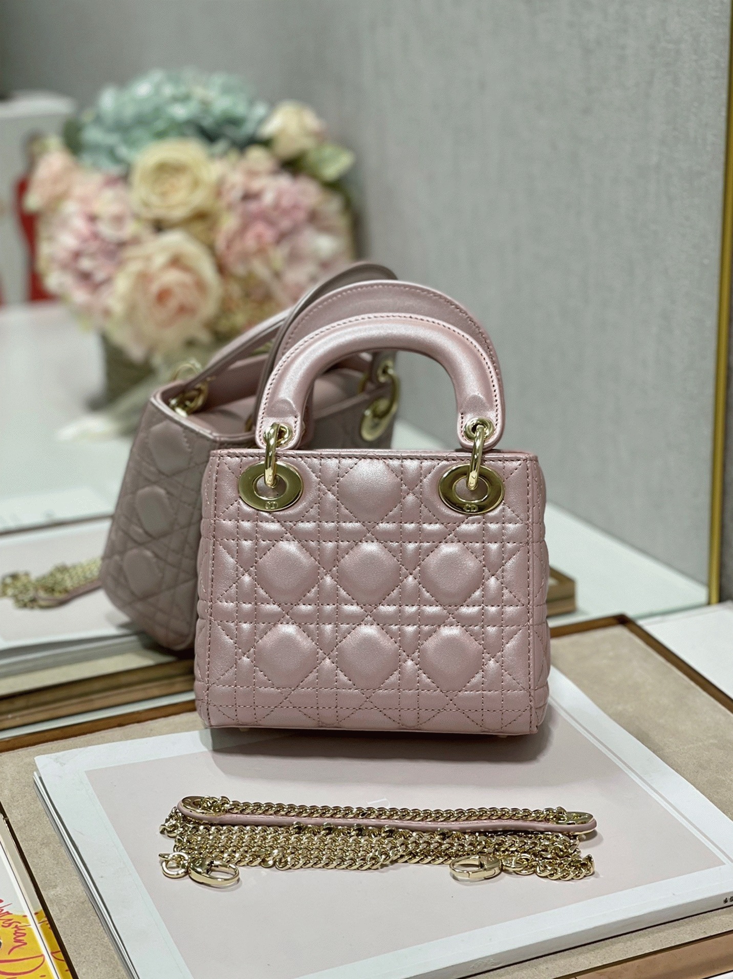 D10r Lady D10r Mini Bag Fake in Lotus Pearlescent Lambskin