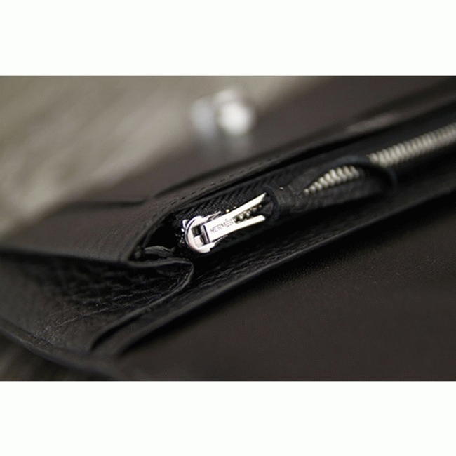 Black fake luxury H**me5 Dogon combine wallet