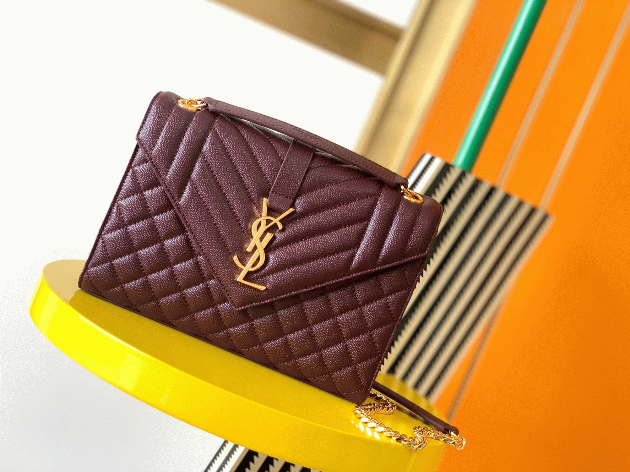 Fake Sa1nt Lau*nt Envelope Medium Bag Bordeaux