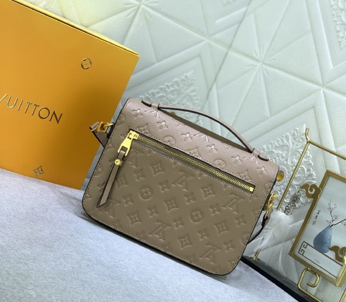 LV Monogram Empreinte Leather Metis In Tourterelle Grey M44881