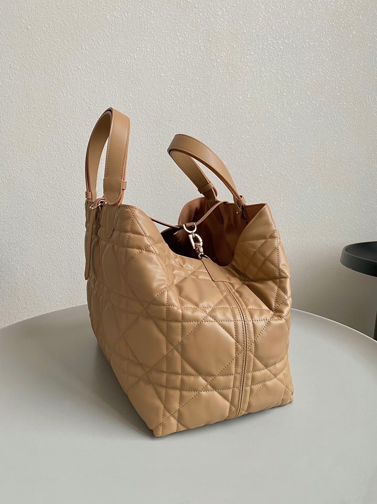 D10r Toujours Large Bag Fake in Brown Macrocannage Calfskin