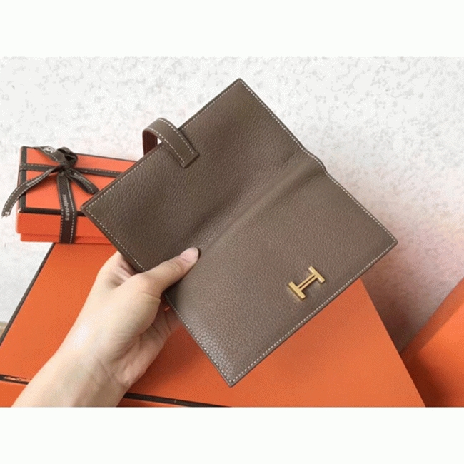 Taupe Clemence Fake Luxury H**me5 Bearn Wallet