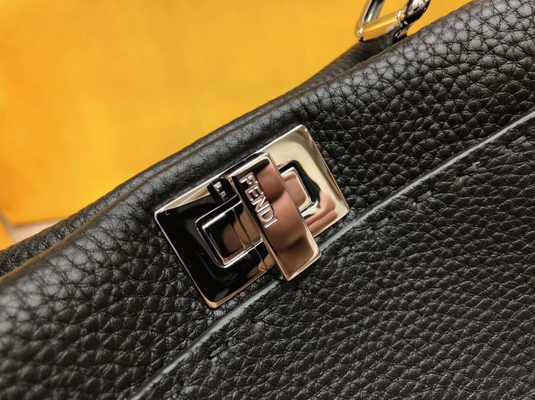 Top Quality Replica F**di Peekaboo Mini Selleria Bag In Black Romano Leather