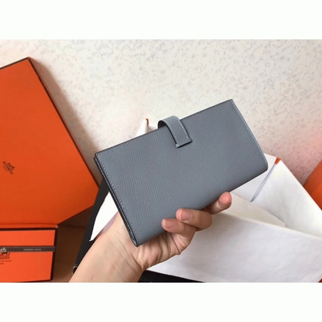 Blue Lin Epsom Fake H**me5 Bearn Wallet