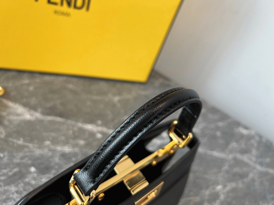 Top Quality Replica F**di Peekaboo ISeeU Petite Bag In Black Nappa Leather