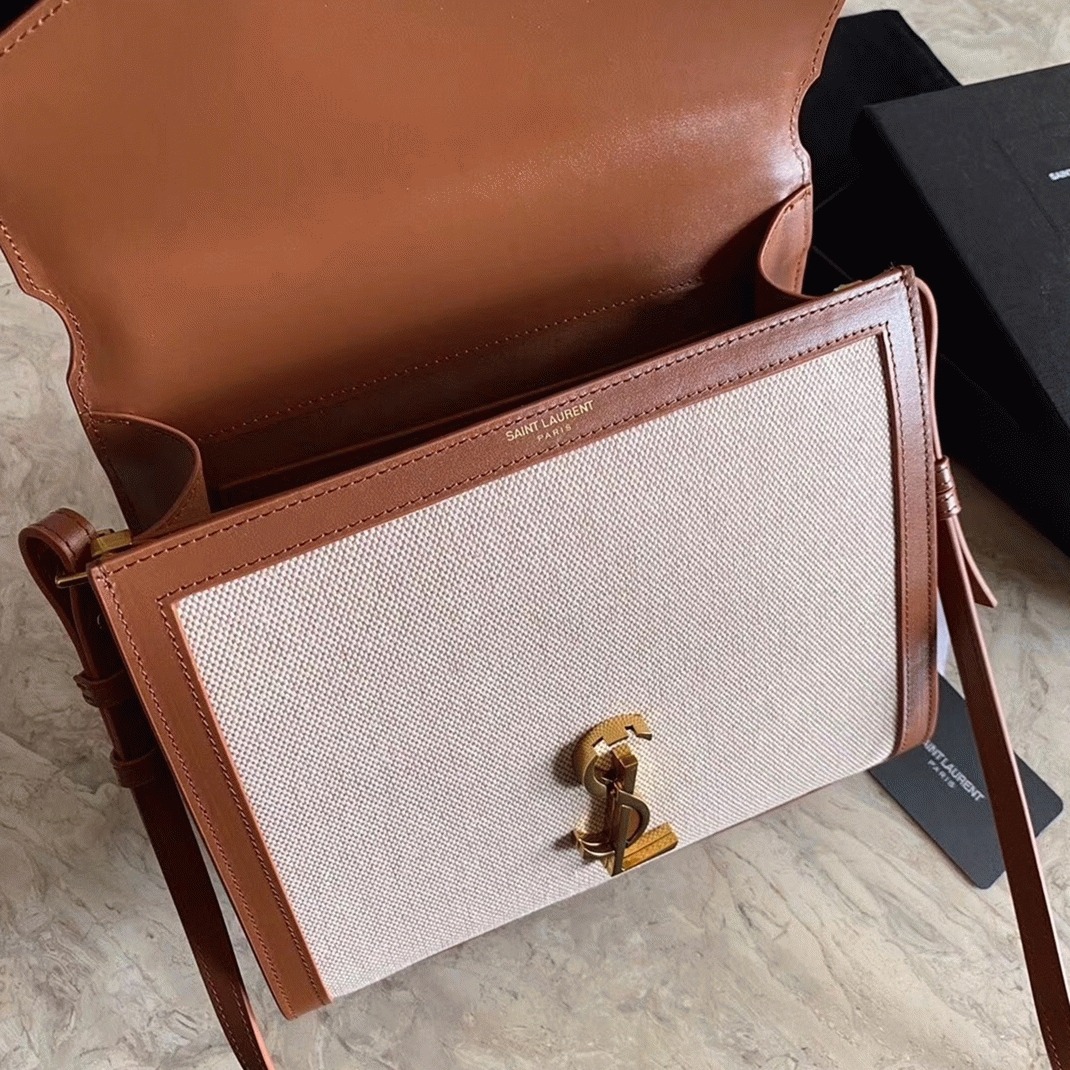 Fake Sa1nt Lau*nt Cassandra Medium Bag Beige Canvas