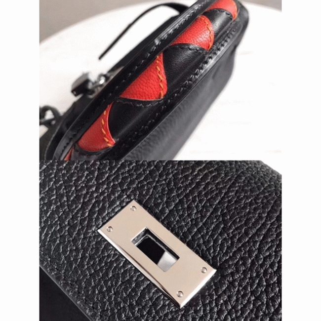 Black with Zigzag Handle Replica Luxury H**me5 Kelly 28cm Stylish Purse