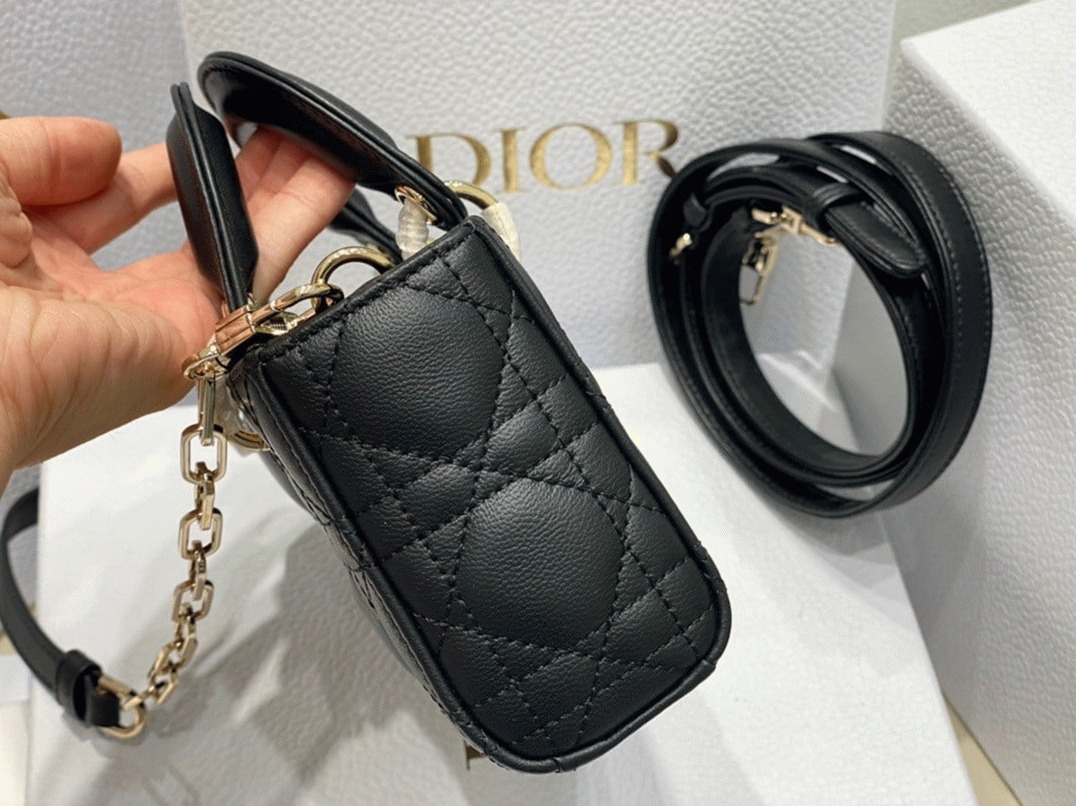 D10r Lady D-Joy Micro Bag Replica in Black Cannage Lambskin