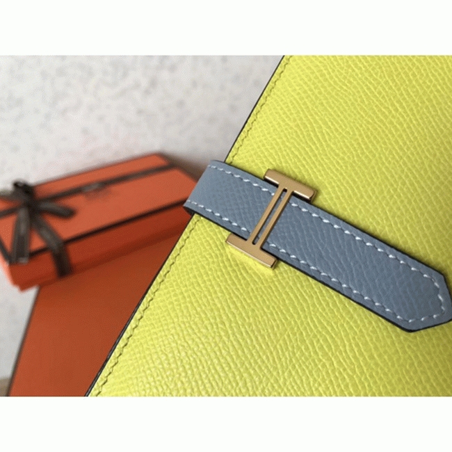 Soufre Blue Lin Epsom Replica Designer H**me5 Bearn Wallet