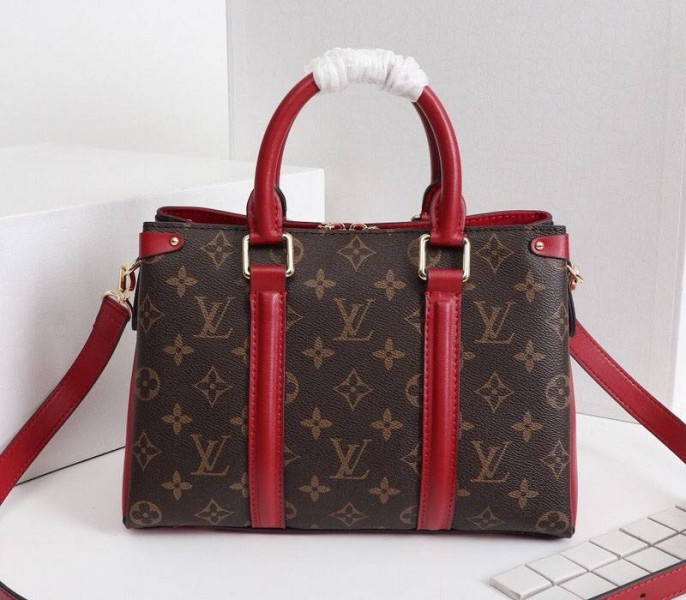 L0vis Vvtt0n Monogram Canvas Soufflot BB Bag In Cerise Red