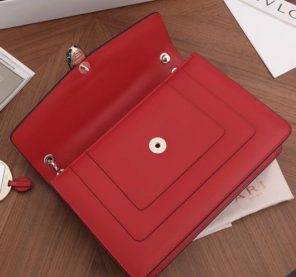 Replica Bv1g*ai Serpenti Forever Large Shoulder Bag Red Calfskin