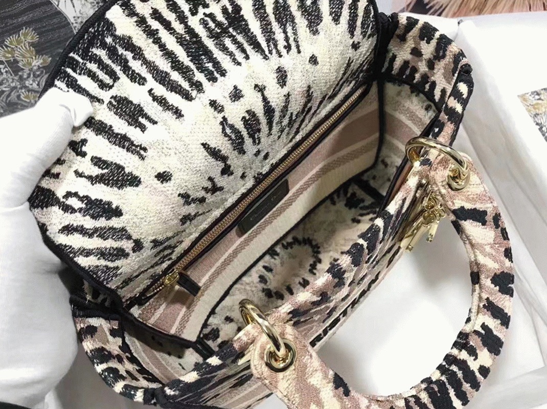 D10r Lady D-Lite Medium Bag Fake in Multicolor Tie Embroidery