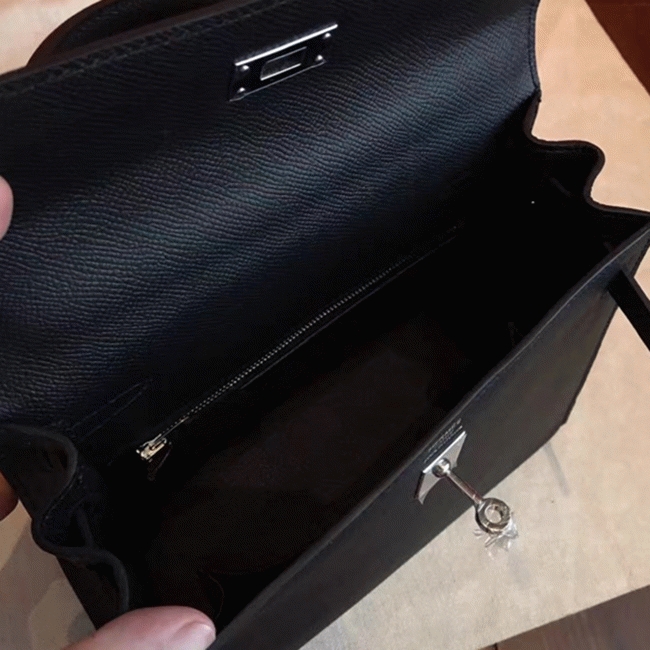 Black Epsom Fake H**me5 Kelly 25cm Sellier Structured Purse