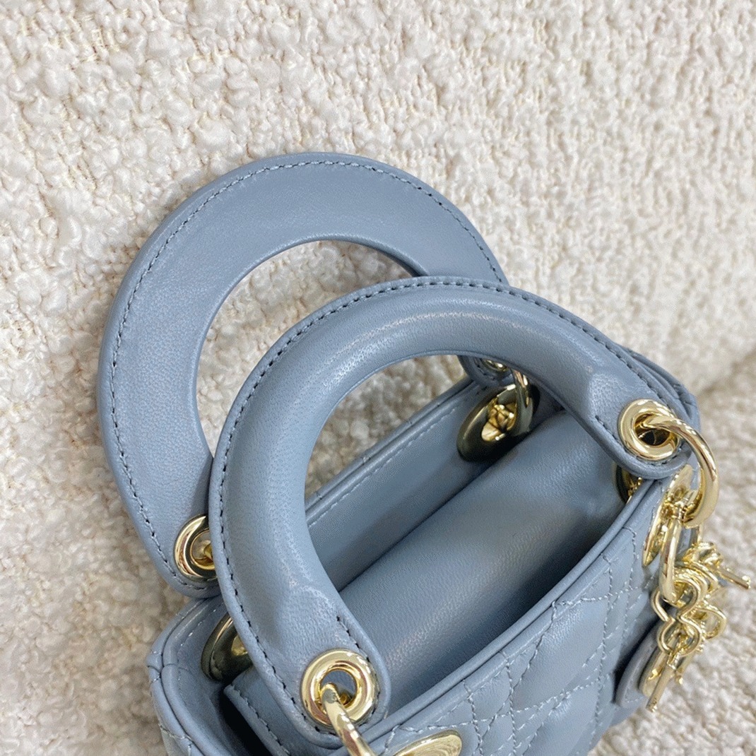D10r Lady D10r Micro Bag Fake in Blue Cannage Lambskin