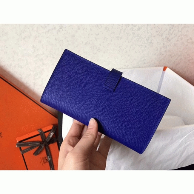Blue Electric Epsom Fake H**me5 Bearn Wallet
