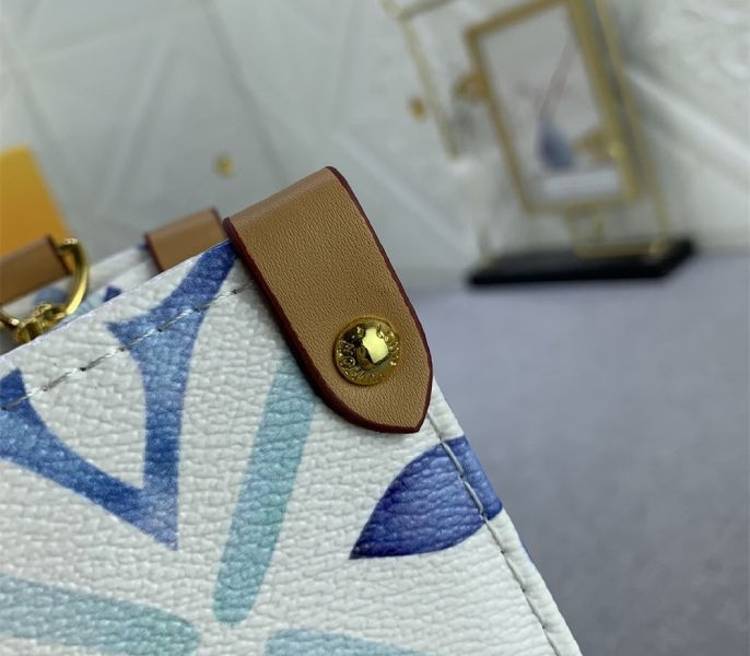 L0vis Vvtt0n LV By The Pool Monogram Tiles Canvas Onthego PM Tote In Lagoon Blue