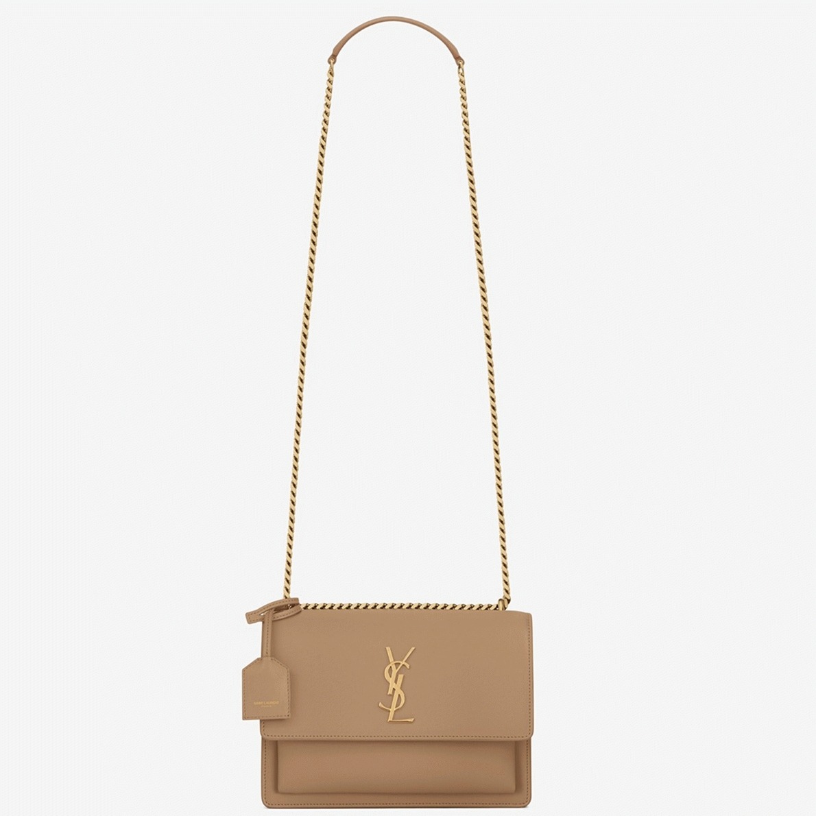 Knockoff Sa1nt Lau*nt Sunset Medium Chain Bag Taupe Calfskin