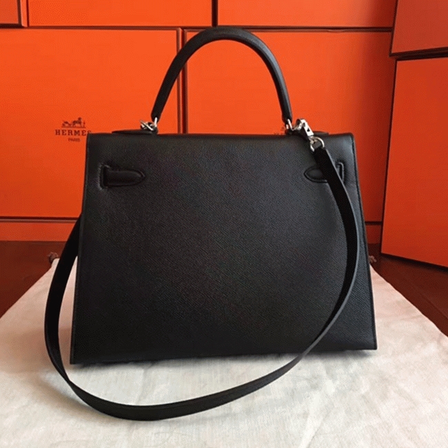 Black Epsom Replica H**me5 Kelly 32cm Sellier Structured Bag
