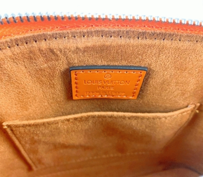 L0vis Vvtt0n Epi Leather Alma BB Handbag In Orange With Jacquard Strap