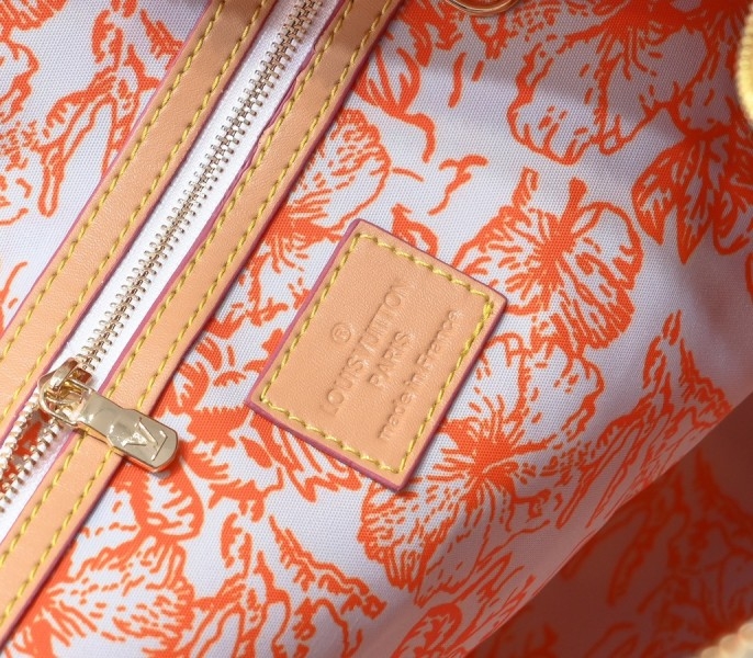LV By The Pool Monogram Tiles Canvas Keepall 45 In Coral