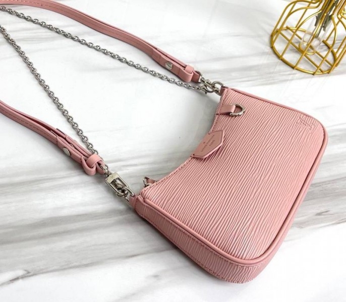 L0vis Vvtt0n Epi Leather Easy Pouch On Strap In Rose Ballerine Pink