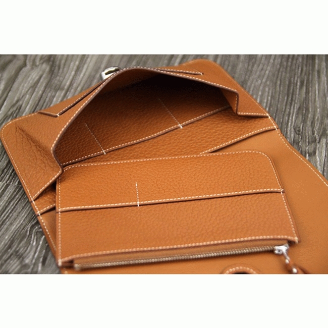 Brown best replica H**me5 Dogon combine wallet