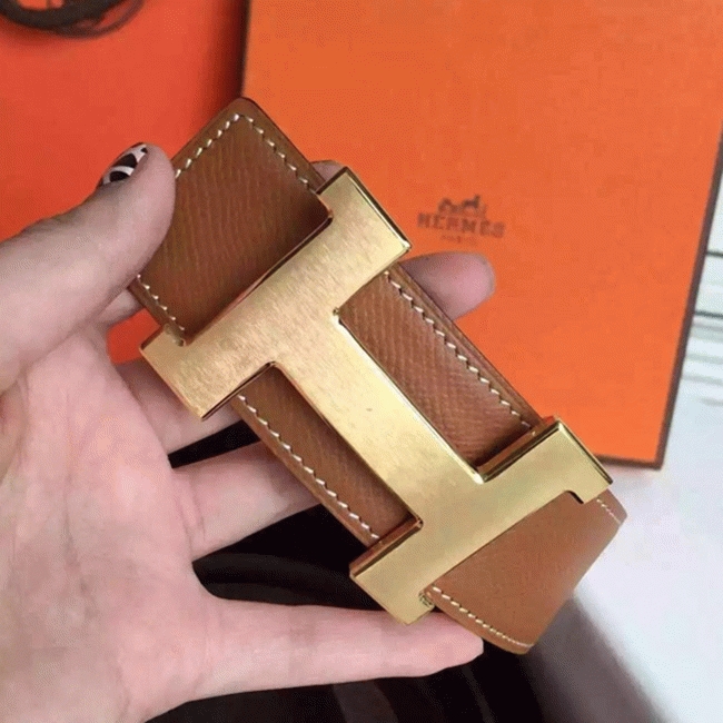 Top-quality fake H**me5 Kits belt featuring Constance buckle in brown epsom