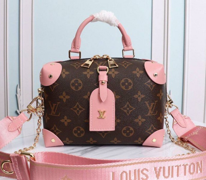 L0vis Vvtt0n Monogram Canvas Petite Malle Souple Handbag In Peche