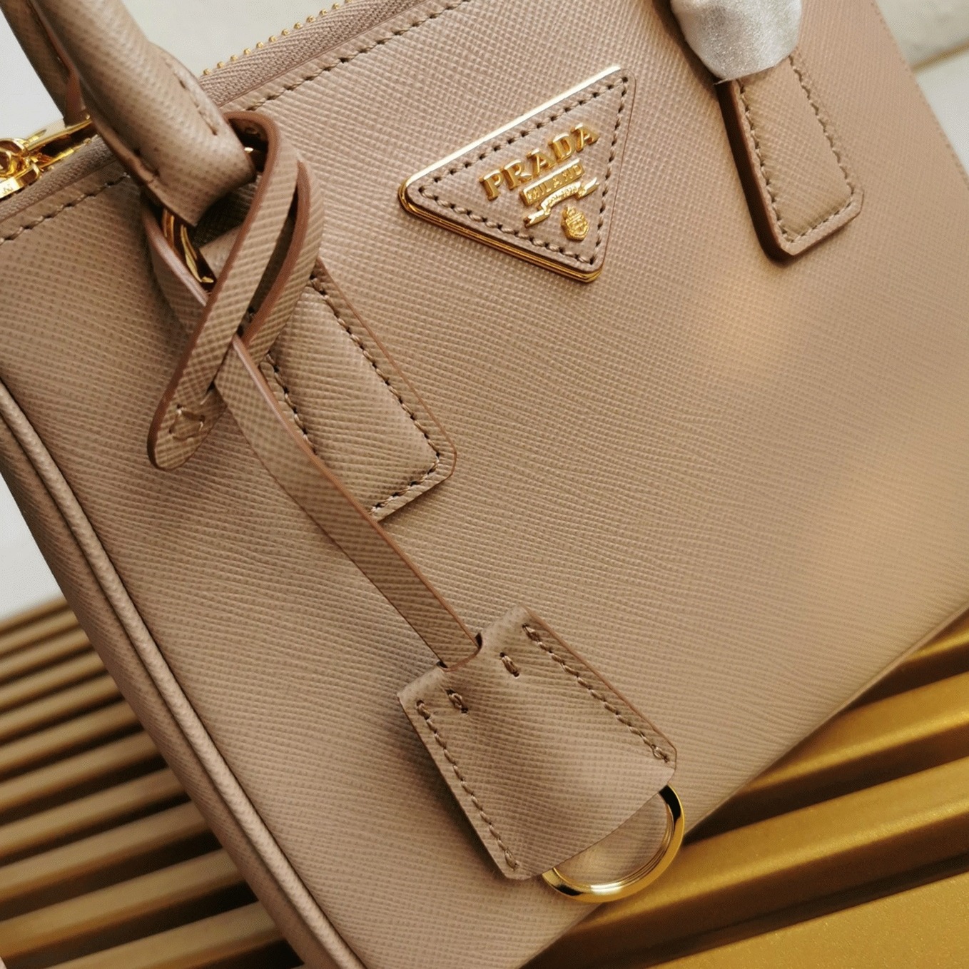 Beige Pra*a Mini Galleria Bag Replica