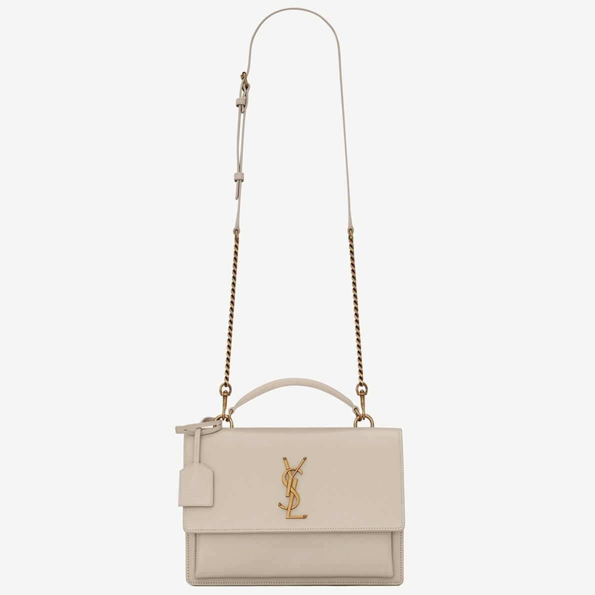 Knockoff Sa1nt Lau*nt Sunset Medium Top Handle Bag White Calfskin