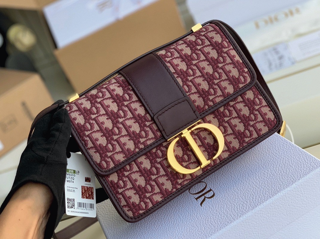 D10r 30 Montaigne Medium Bag Knockoff in Bordeaux D10r Oblique Jacquard