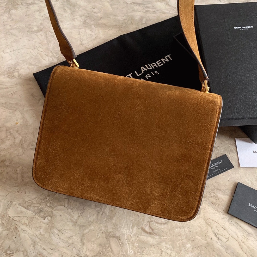 Fake Sa1nt Lau*nt Le Carre Satchel Bag Brown