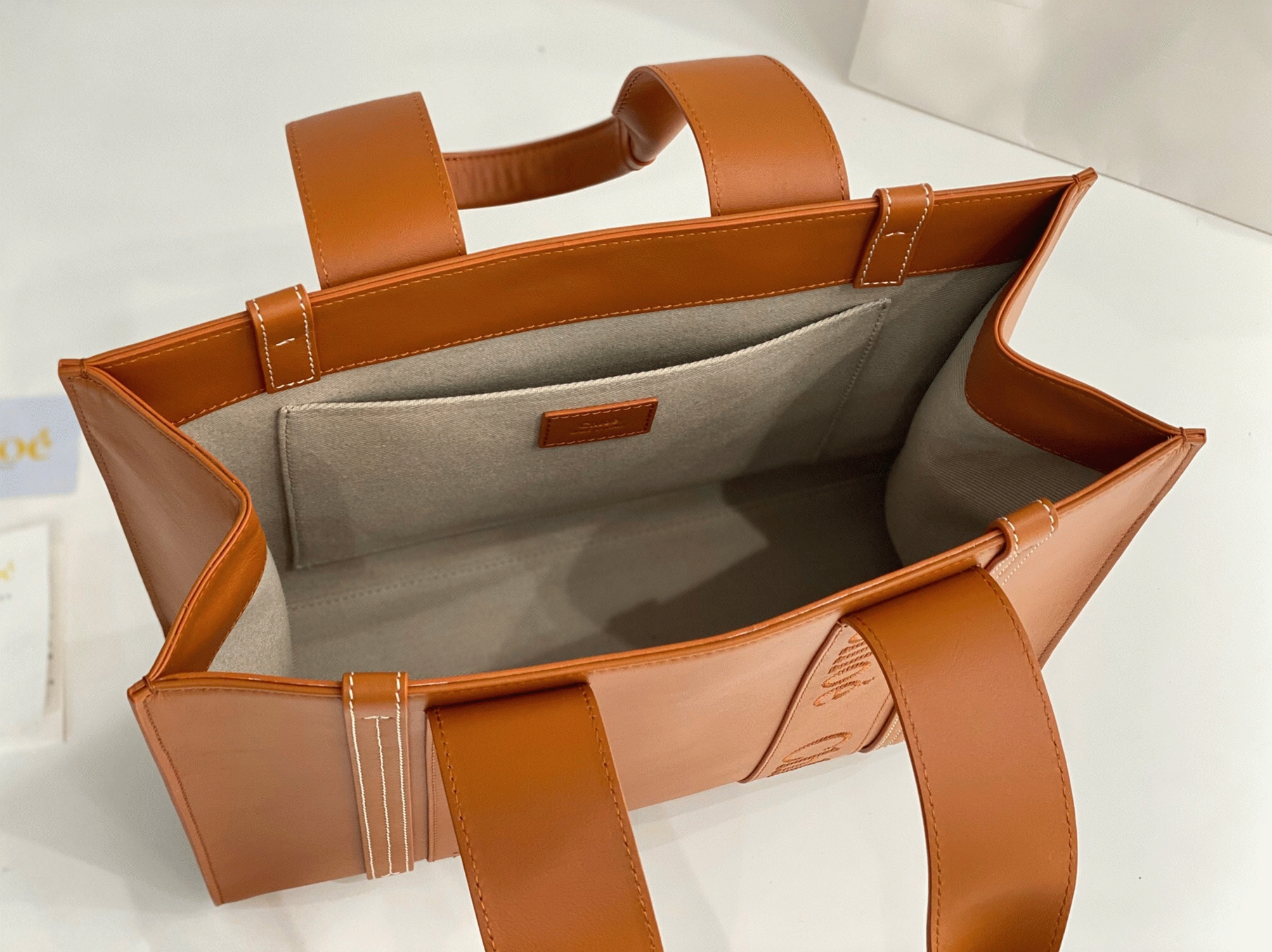 top quality faux Ch10e woody medium tote bag in brown calfskin