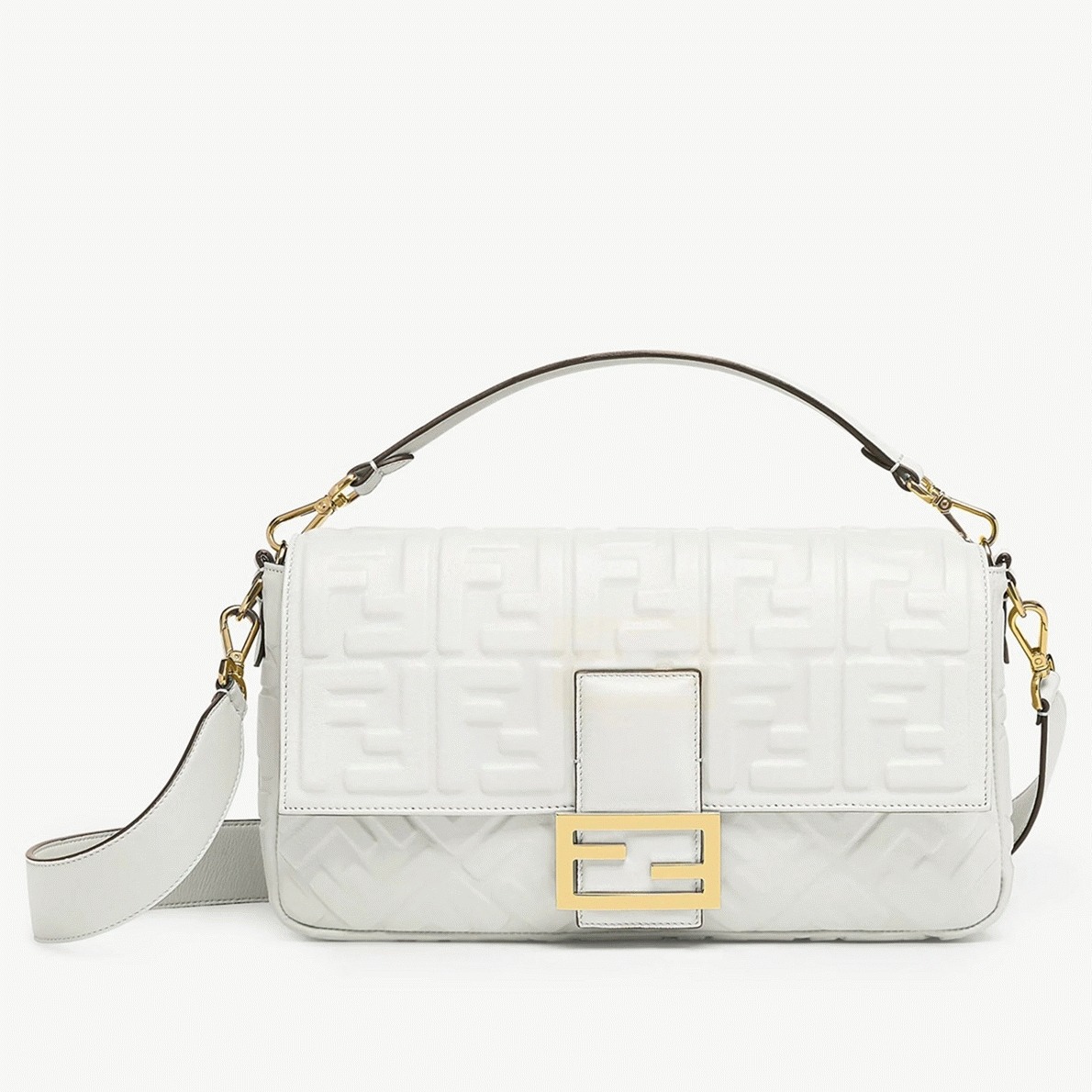 Top Quality Knockoff F**di Large Baguette Bag In White FF