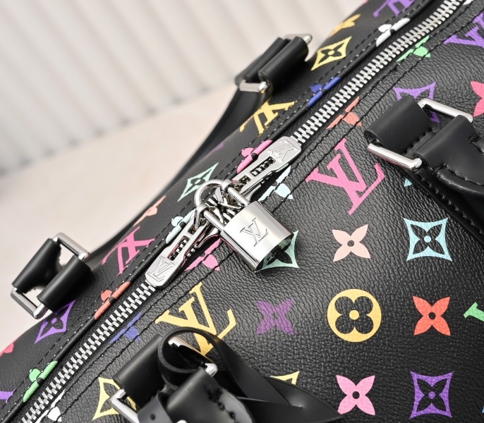 LV X TM Multicolored Keepall Bandouliere 50 In Black