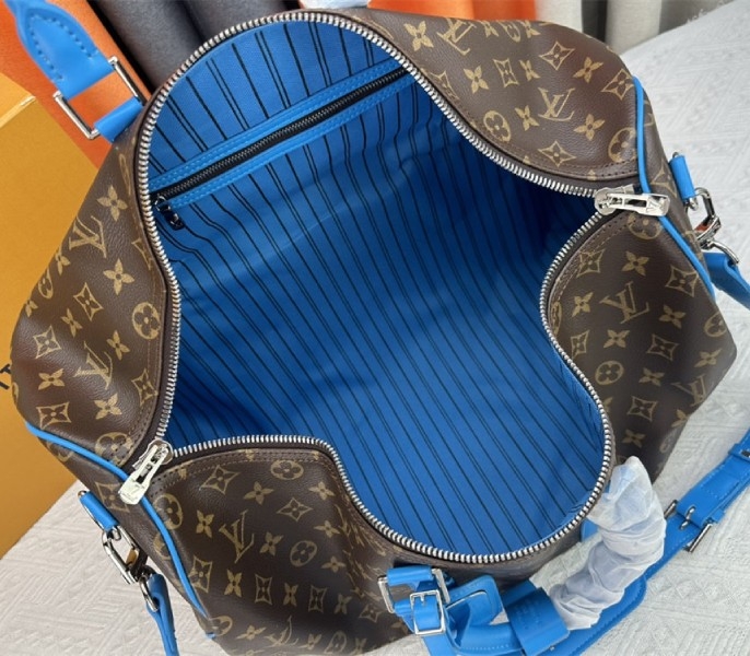 L0vis Vvtt0n Monogram Macassar Canvas Keepall Bandouliere 50 In Gaston Blue