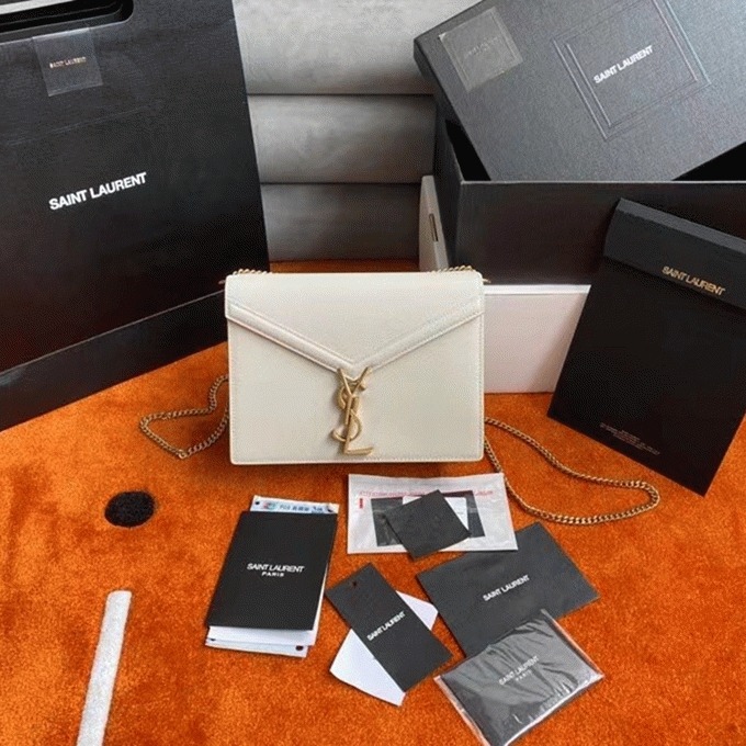 Fake Sa1nt Lau*nt Cassandra Medium Chain Bag White
