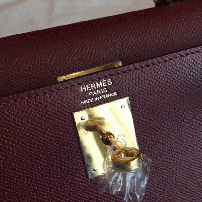 bordeaux epsom copy h**me5 kelly sellier 28cm preM1vm handbag
