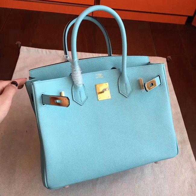 Blue Atoll Imitation Luxury H**me5 Birkin 30cm Tote