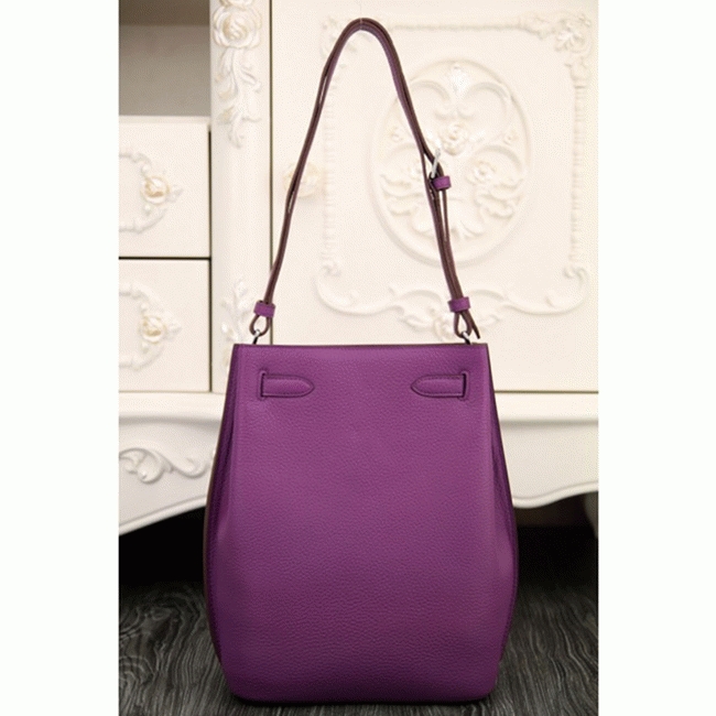Purple Leather Knockoff H**me5 So Kelly 22cm Stylish Purse