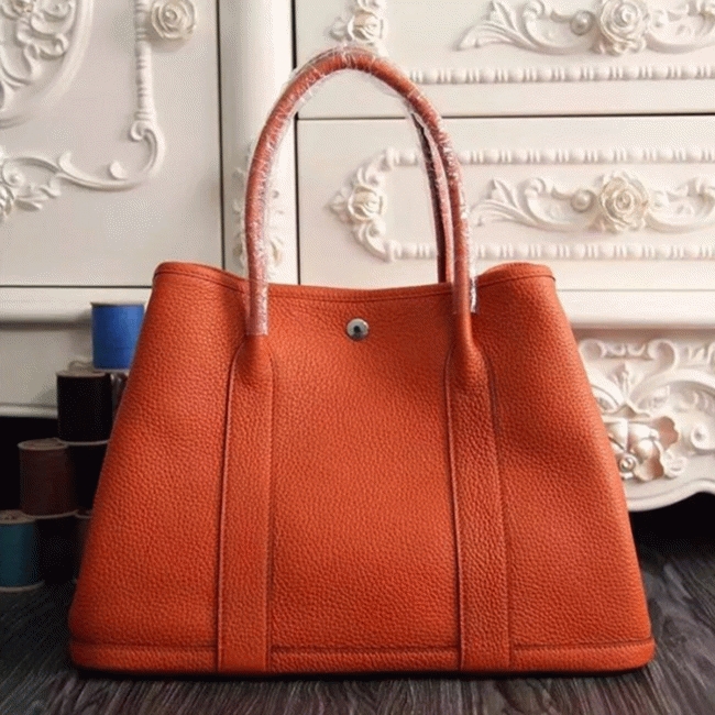 Orange Fake Luxury H**me5 Garden Party 30cm Canvas Tote